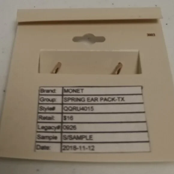 MONET TEAL IRIDSCENT FLOWER EARRINGS - Picture 2 of 2